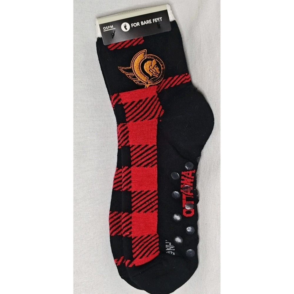 Ottawa Senators NHL For Bare Feet Socks with Grip Dots‎ Black Red OSFM New!